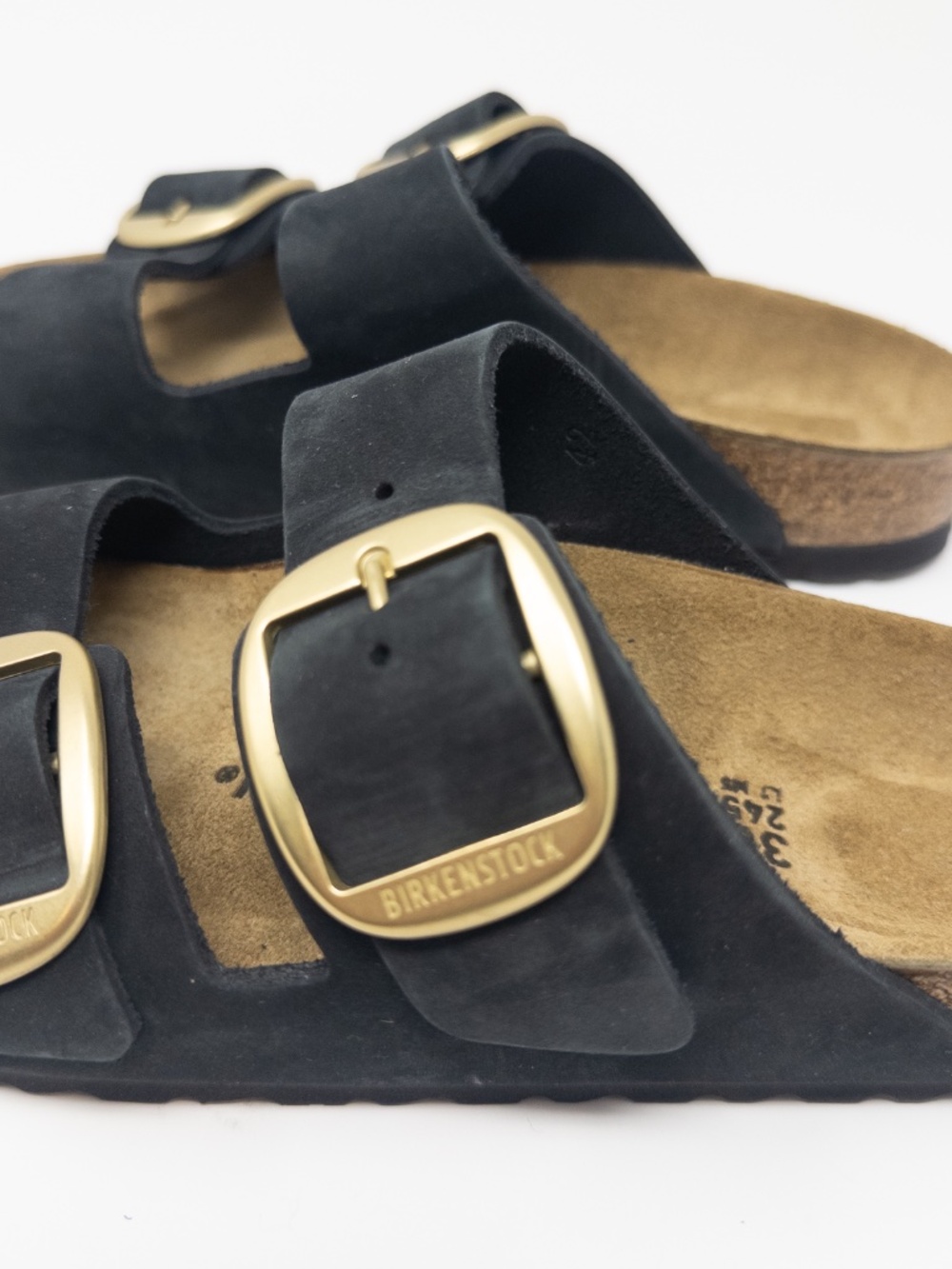 Birkenstock Arizona Big Buckle Black Gold Size 38 Narrow - Picture 2 of 6